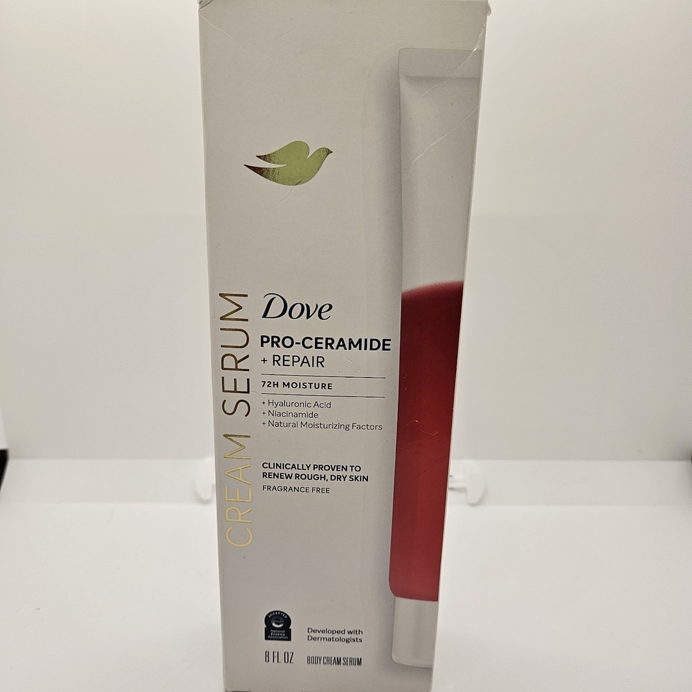 Dove Pro-Ceramide Repair Body Cream Serum 8oz Fragrance Free 72H‎ Moisture NIB